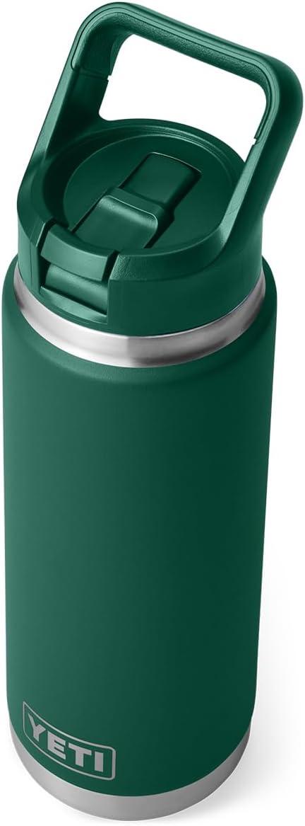 imageYETI Rambler 26 oz Bottle Vacuum Insulated Stainless Steel with Color Matching Straw CapBlack Forest Green