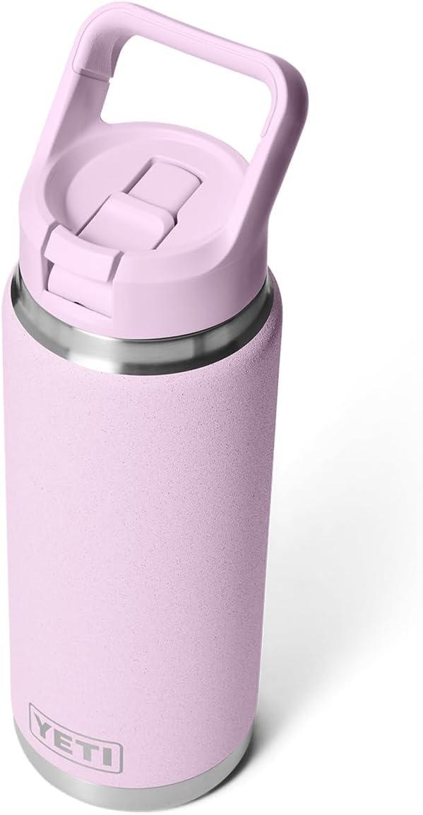 imageYETI Rambler 26 oz Bottle Vacuum Insulated Stainless Steel with Color Matching Straw CapCherry Blossom Textured