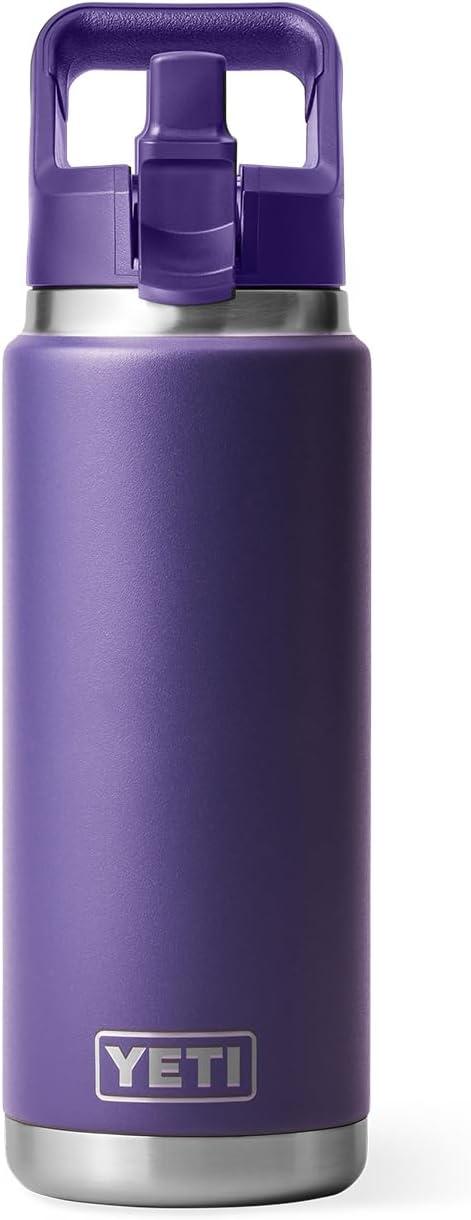 imageYETI Rambler 26 oz Bottle Vacuum Insulated Stainless Steel with Color Matching Straw CapPeak Purple