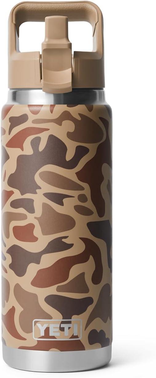 imageYETI Rambler 26 oz Bottle Vacuum Insulated Stainless Steel with Color Matching Straw CapWetlands Camo