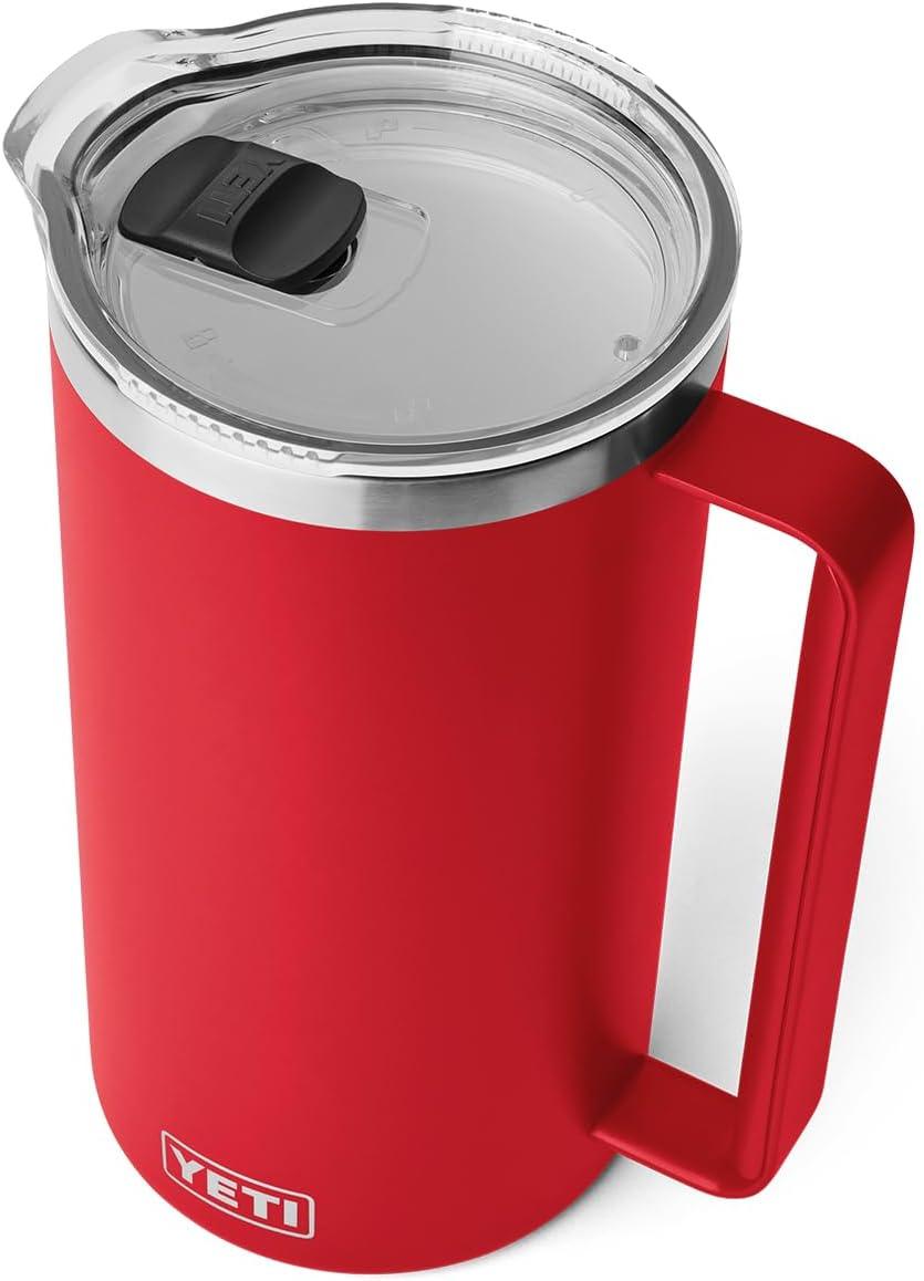 imageYETI Rambler 64 oz Pitcher Vacuum Insulated Stainless Steel with MagSlider Lid Tropical PinkRescue Red