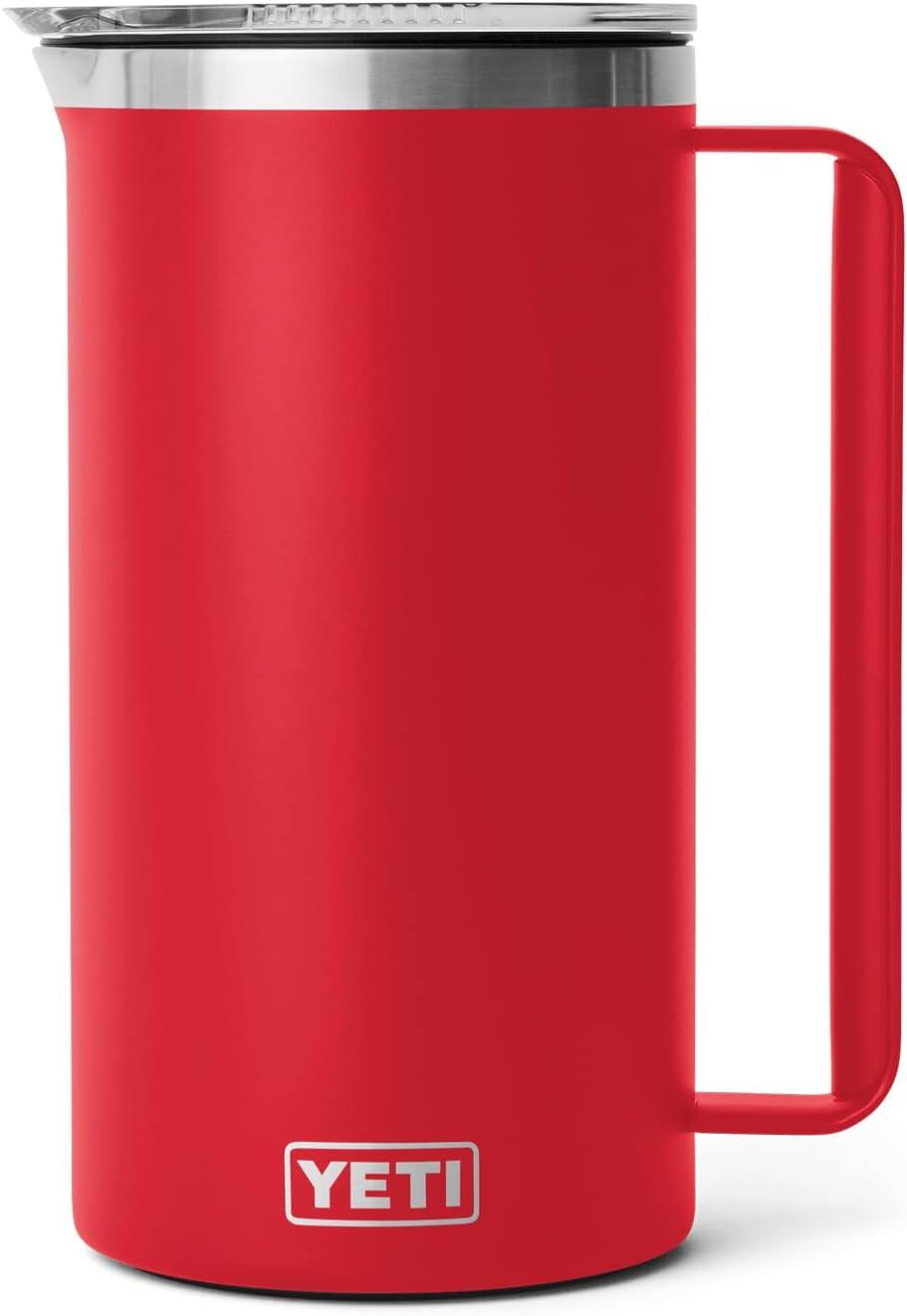 imageYETI Rambler 64 oz Pitcher Vacuum Insulated Stainless Steel with MagSlider Lid Tropical PinkRescue Red
