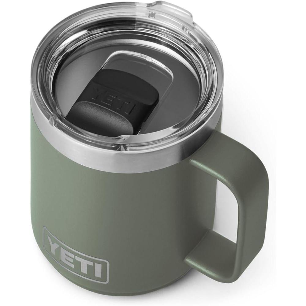 imageYETI Rambler 10 oz Stackable Mug Vacuum Insulated Stainless Steel with MagSlider Lid WhiteCamp Green