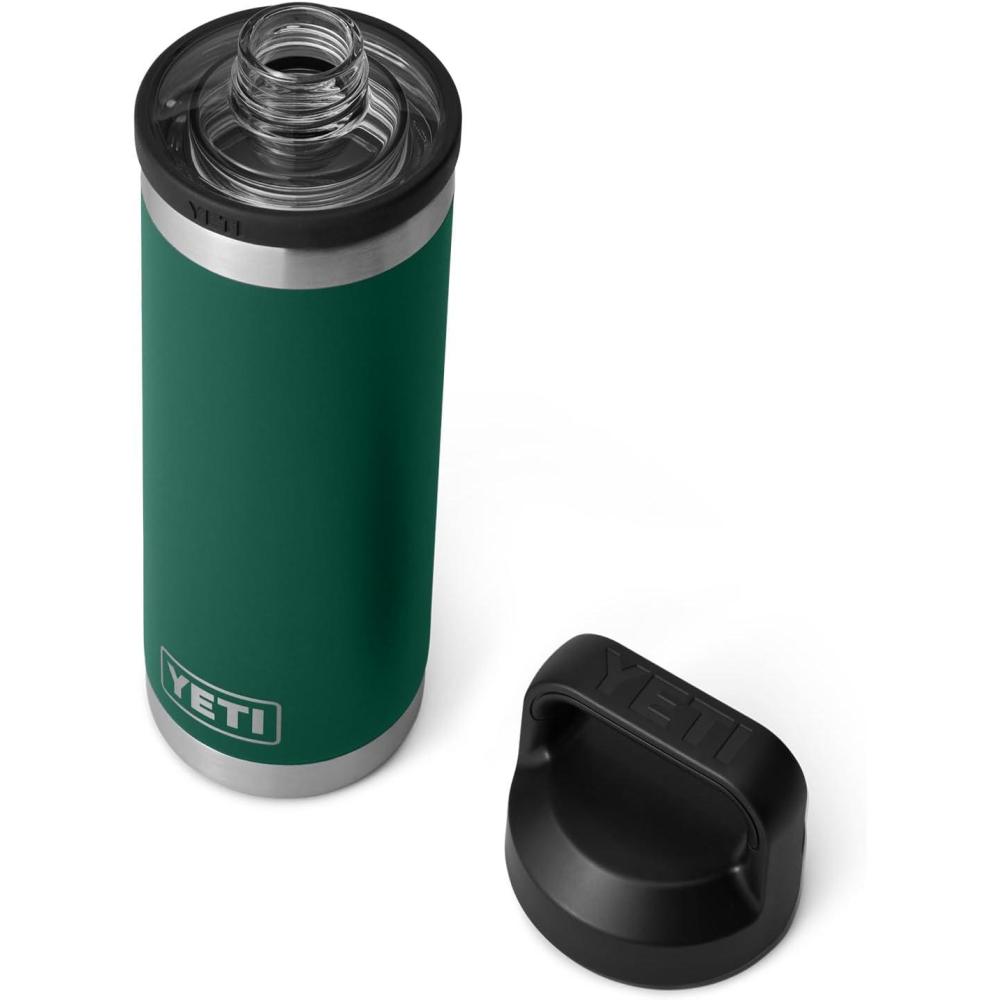 imageYETI Rambler 18 oz Bottle Vacuum Insulated Stainless Steel with Chug Cap WhiteBlack Forest Green