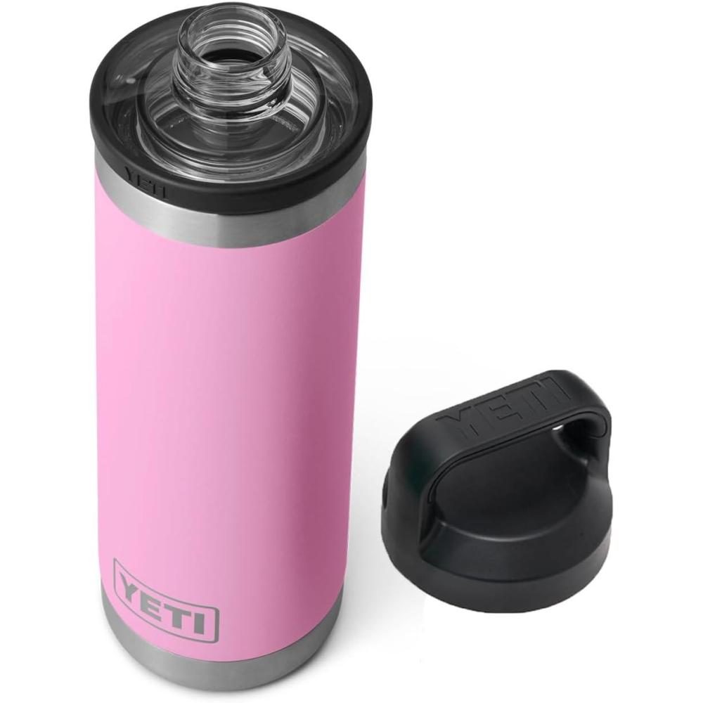 imageYETI Rambler 18 oz Bottle Vacuum Insulated Stainless Steel with Chug Cap WhitePower Pink