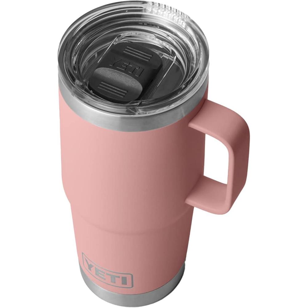 imageYETI Rambler 20 oz Travel Mug Stainless Steel Vacuum Insulated with Stronghold LidSandstone Pink