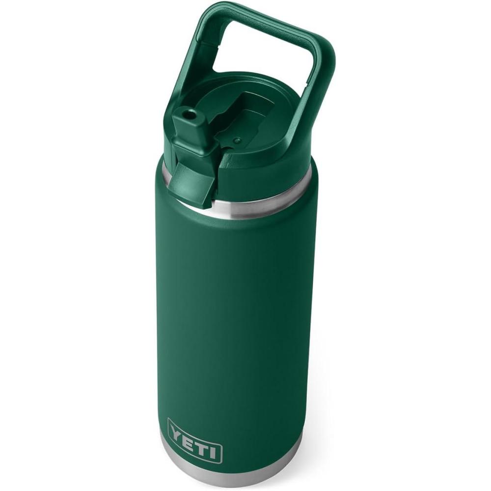 imageYETI Rambler 26 oz Bottle Vacuum Insulated Stainless Steel with Color Matching Straw CapBlack Forest Green
