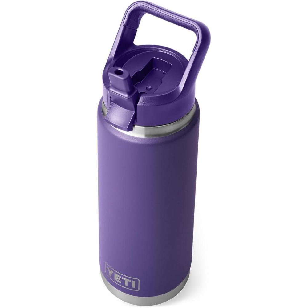 imageYETI Rambler 26 oz Bottle Vacuum Insulated Stainless Steel with Color Matching Straw CapPeak Purple