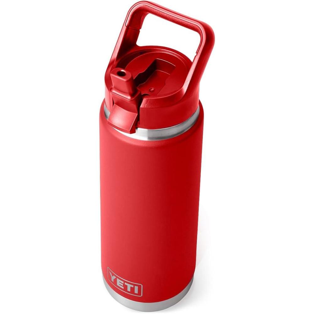 imageYETI Rambler 26 oz Bottle Vacuum Insulated Stainless Steel with Color Matching Straw CapRescue Red