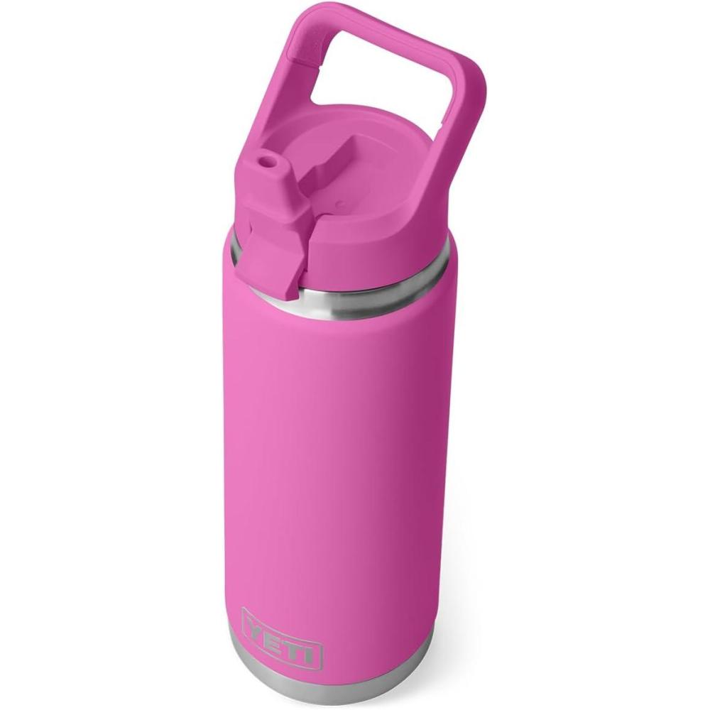 imageYETI Rambler 26 oz Bottle Vacuum Insulated Stainless Steel with Color Matching Straw CapWildflower Fuchsia