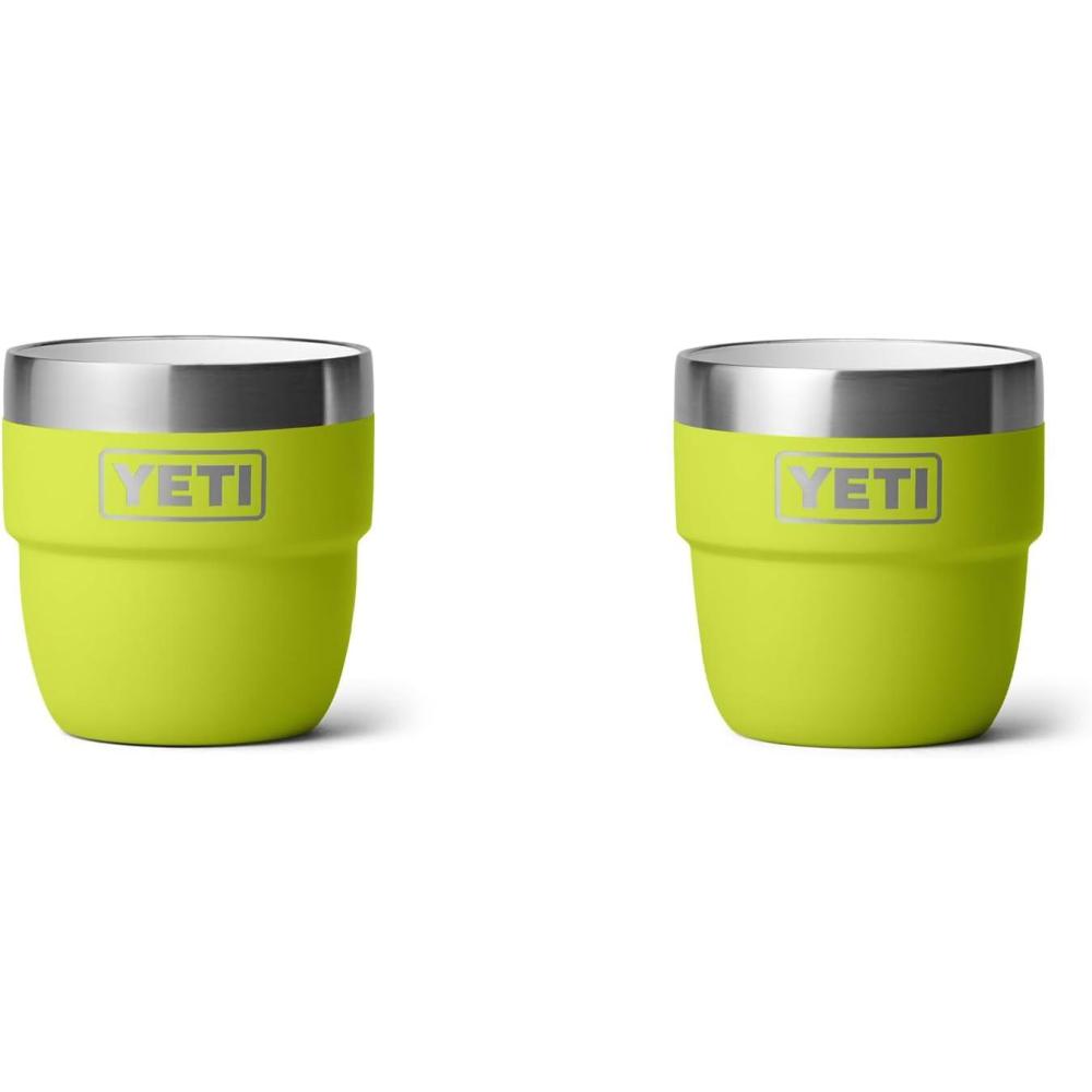 imageYETI Rambler 4 oz Stackable Cup Stainless Steel Vacuum Insulated EspressoCoffee Cup 2 PackChartreuse