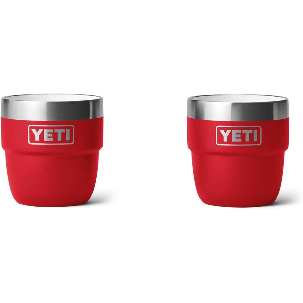 imageYETI Rambler 4 oz Stackable Cup Stainless Steel Vacuum Insulated EspressoCoffee Cup 2 PackRescue Red