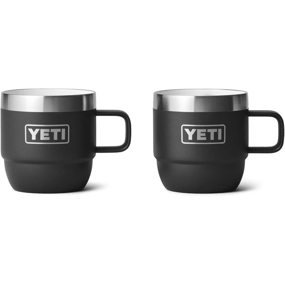 imageYETI Rambler 6 oz Stackable Mug Stainless Steel Vacuum Insulated EspressoCoffee Mug 2 PackBlack