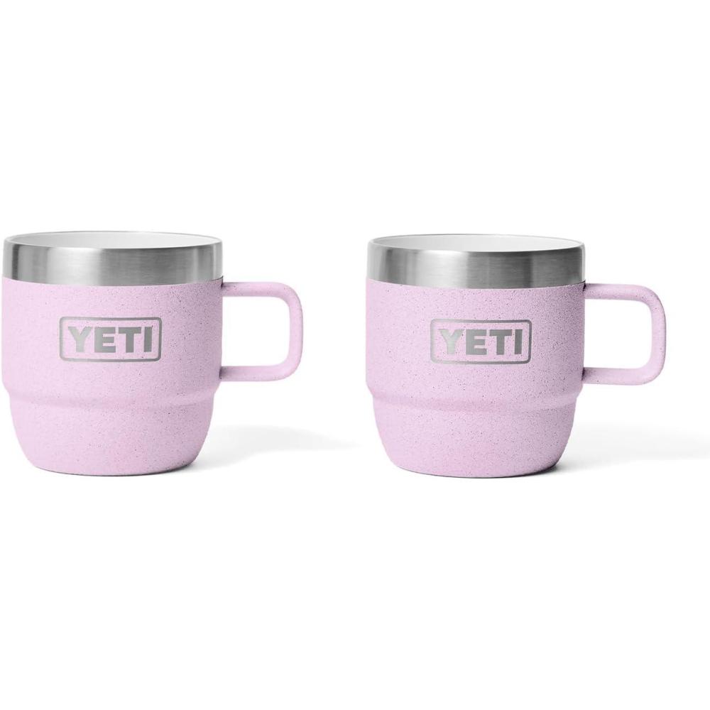 imageYETI Rambler 6 oz Stackable Mug Stainless Steel Vacuum Insulated EspressoCoffee Mug 2 PackCherry Blossom  Textured