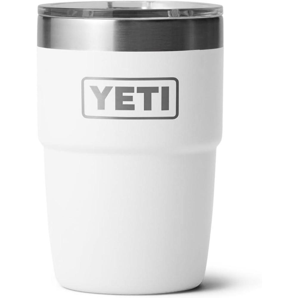 imageYETI Rambler 8 oz Insulated Coffee Mug with Lid  Stackable DoubleWall Vacuum Insulated Coffee Cup  DuraSip Ceramic Lining  BaristaFriendly Design  Stainless Steel  Dishwasher SafeWhite