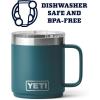 YETI Rambler 10 oz Stackable Mug, Vacuum Insulated, Stainless Steel with MagSlider Lid, White(Agave Teal)