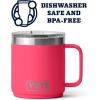 YETI Rambler 10 oz Stackable Mug, Vacuum Insulated, Stainless Steel with MagSlider Lid, White(Bimini Pink)