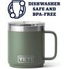 YETI Rambler 10 oz Stackable Mug, Vacuum Insulated, Stainless Steel with MagSlider Lid, White(Camp Green)