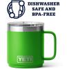 YETI Rambler 10 oz Stackable Mug, Vacuum Insulated, Stainless Steel with MagSlider Lid, White(Canopy Green)