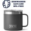 YETI Rambler 10 oz Stackable Mug, Vacuum Insulated, Stainless Steel with MagSlider Lid, White(Charcoal)