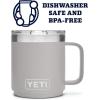 YETI Rambler 10 oz Stackable Mug, Vacuum Insulated, Stainless Steel with MagSlider Lid, White(Granite Gray)