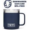 YETI Rambler 10 oz Stackable Mug, Vacuum Insulated, Stainless Steel with MagSlider Lid, White(Navy)