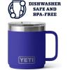 YETI Rambler 10 oz Stackable Mug, Vacuum Insulated, Stainless Steel with MagSlider Lid, White(Offshore Blue)