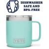 YETI Rambler 10 oz Stackable Mug, Vacuum Insulated, Stainless Steel with MagSlider Lid, White(Seafoam)