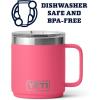 YETI Rambler 10 oz Stackable Mug, Vacuum Insulated, Stainless Steel with MagSlider Lid, White(Tropical Pink)