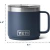 YETI Rambler 14 oz Ceramic Lined Stackable Mug, Vacuum Insulated, Stainless Steel with MagSlider Lid, Seafoam(Black Stone-Textured)