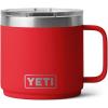 YETI Rambler 14 oz Ceramic Lined Stackable Mug, Vacuum Insulated, Stainless Steel with MagSlider Lid, Seafoam(Rescue Red)