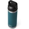 YETI Rambler 18 oz Bottle, Vacuum Insulated, Stainless Steel with Chug Cap, White(Agave Teal)