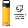 YETI Rambler 18 oz Bottle, Vacuum Insulated, Stainless Steel with Chug Cap, White(Alpine Yellow)