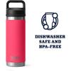 YETI Rambler 18 oz Bottle, Vacuum Insulated, Stainless Steel with Chug Cap, White(Bimini Pink)