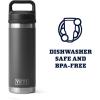 YETI Rambler 18 oz Bottle, Vacuum Insulated, Stainless Steel with Chug Cap, White(Charcoal)