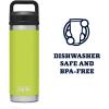 YETI Rambler 18 oz Bottle, Vacuum Insulated, Stainless Steel with Chug Cap, White(Chartreuse)