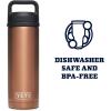 YETI Rambler 18 oz Bottle, Vacuum Insulated, Stainless Steel with Chug Cap, White(Copper)