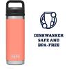 YETI Rambler 18 oz Bottle, Vacuum Insulated, Stainless Steel with Chug Cap, White(Coral)