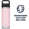 YETI Rambler 18 oz Bottle, Vacuum Insulated, Stainless Steel with Chug Cap, White(Ice Pink)