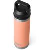 YETI Rambler 18 oz Bottle, Vacuum Insulated, Stainless Steel with Chug Cap, White(Low Country Peach)