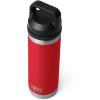 YETI Rambler 18 oz Bottle, Vacuum Insulated, Stainless Steel with Chug Cap, White(Rescue Red)