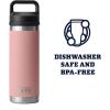 YETI Rambler 18 oz Bottle, Vacuum Insulated, Stainless Steel with Chug Cap, White(Sandstone Pink)