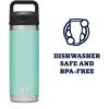 YETI Rambler 18 oz Bottle, Vacuum Insulated, Stainless Steel with Chug Cap, White(Seafoam)