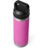 YETI Rambler 18 oz Bottle, Vacuum Insulated, Stainless Steel with Chug Cap, White(Wildflower Fuchsia)