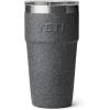 YETI Rambler 20 oz Stackable Tumbler, Stainless Steel, Vacuum Insulated with MagSlider Lid(Black Stone-Textured)