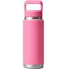 YETI Rambler 26 oz Bottle, Vacuum Insulated, Stainless Steel with Color Matching Straw Cap(Harbor Pink)