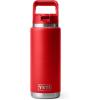 YETI Rambler 26 oz Bottle, Vacuum Insulated, Stainless Steel with Color Matching Straw Cap(Rescue Red)