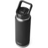YETI Rambler 26 oz Bottle, Vacuum Insulated, Stainless Steel with Straw Cap, White(Black)