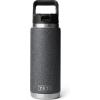 YETI Rambler 26 oz Bottle, Vacuum Insulated, Stainless Steel with Straw Cap, White(Black Stone-Textured)