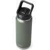 YETI Rambler 26 oz Bottle, Vacuum Insulated, Stainless Steel with Straw Cap, White(Camp Green)